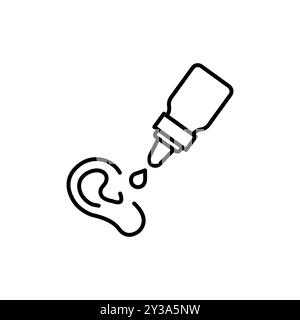 Ear with drop line icon. Ear drop, medicine, ear discharge symbol Stock ...