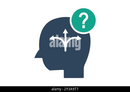 Uncertainty icon. solid icon style. head with question mark. icon related to SWOT. business elements vector illustration Stock Vector