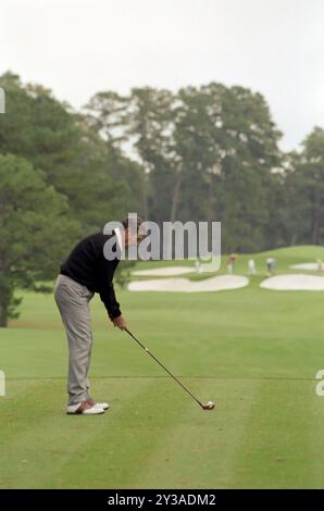 President Ronald Reagan playing golf at the Augusta National Golf Club in Georgia 1983 - White House photographer Stock Photo