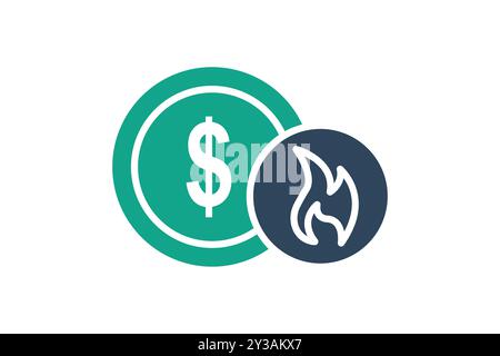 Disruption icon. solid icon style. dollar with fire. icon related to SWOT. business elements vector illustration Stock Vector