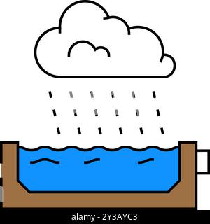 rainwater harvesting environmental icon color illustration Stock Vector