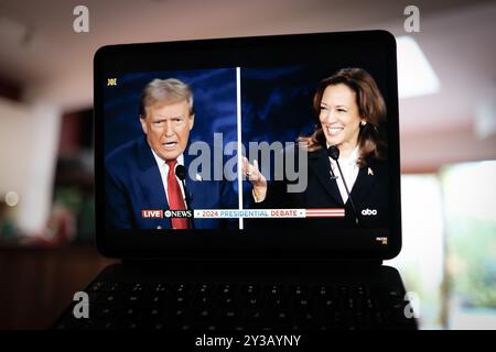 Donald Trump and Kamala Harris in Presidential Debate 2024 Stock Photo