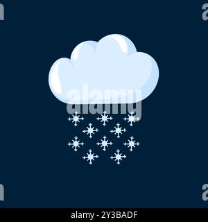 Cloud with snow icon in cartoon style. Serene winter vibe. Stock Vector