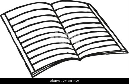 Doodle notebook icon handdrawn with ink pen. Knowledge and education symbol Stock Vector