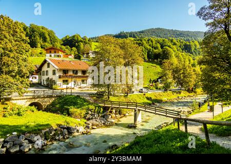 A wonderful late summer hike through the Berchtesgaden Alpine landscape to the Blue Ice Glacier - Berchtesgaden - Bavaria - Germany Stock Photo