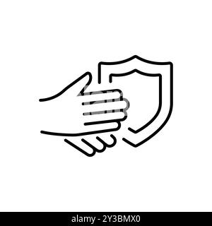 Shield and gauntlets icon, hand skin protection, dermatologically tested, symbol on white background. Stock Vector