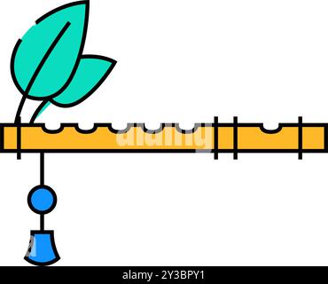 krishna flute hinduism icon color illustration Stock Vector