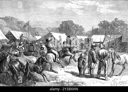 Pony Fair in the New Forest, 1871. The New Forest pony is one of the recognised mountain and moorland or native pony breeds of the British Isles. From &quot;Illustrated London News&quot;, 1871. Stock Photo