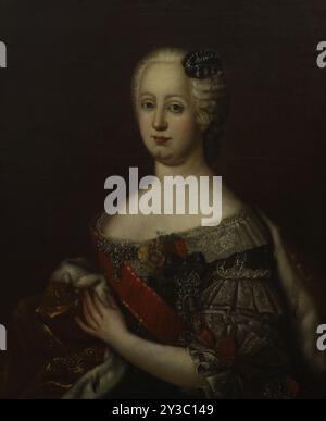 Portrait of Johanna-Elizabeth, Electress of Anhalt-Zerbst (1712-1760), Second Half of the 18th cen. Found in the Collection of the State Museum of Ceramics and Country estate of 18th cen. Kuskovo, Moscow. Stock Photo