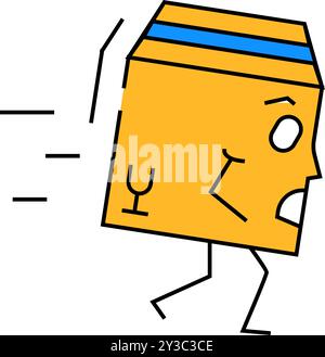 run cardboard box character color icon vector illustration Stock Vector ...