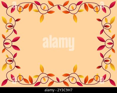 Autumn frame with leaves gradient colors red and orange. Beautiful autumn frame with leaves and place for text, November leaf fall. Design for greetin Stock Vector