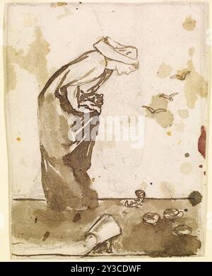 Ladies and Animals Sideboard - Good and Bad Animals - Study of a Lady Frightened by a Newt, 1860. Stock Photo