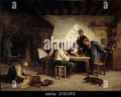 A Game of Piquet, 1869. Stock Photo