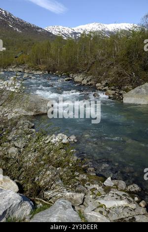 Jostedalselva in Jostedal, Sogn og Fjordane, Norway, Europe Stock Photo