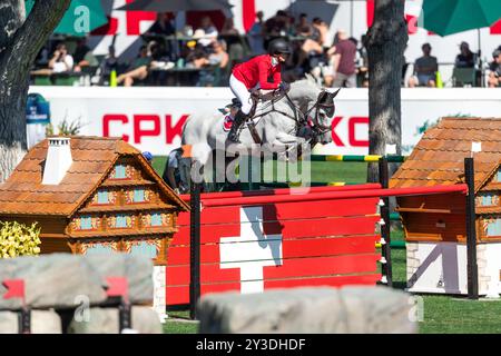 Géraldine Straumann of Switzerland with Long John Silver 3 during the
