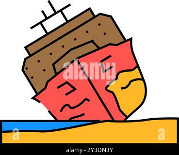 marine corrosion icon color illustration Stock Vector