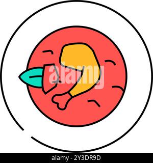 coq au vin french cuisine icon color illustration Stock Vector