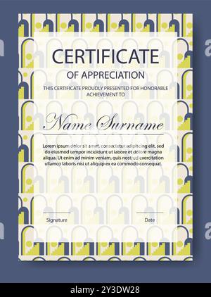 Certificate of appreciation template. Modern certificate with abstract geometric elements. Diploma vector template Stock Vector