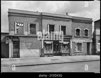 Viceroy Road, South Lambeth, Lambeth, Greater London Authority, 1954. The front elevations of numbers 27-31 Viceroy Road, Lambeth showing damage caused during the Second World War. This is one of a series of photographs taken to show bomb damage to property in Viceroy Road. This part of Viceroy Road was redeveloped in the latter half of the 20th century. Stock Photo