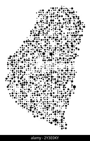 Symbol Map of the Province Entre Rios (Argentina) showing the territory with a pattern of randomly distributed black circles of different sizes Stock Vector