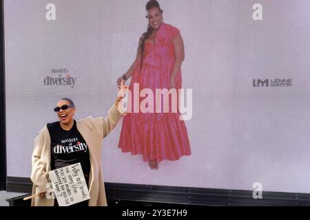 Models of Diversity brings its Curvy Cruise Campaign 2024 to London Fashion Week, London UK. Stock Photo