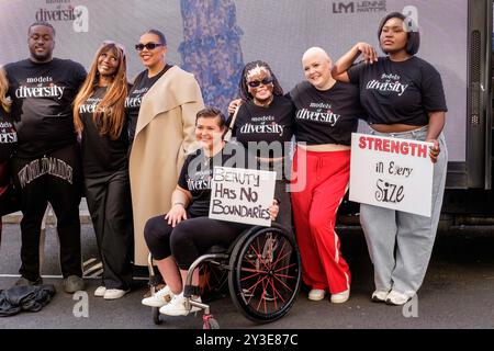 Models of Diversity brings its Curvy Cruise Campaign 2024 to London Fashion Week, London UK. Stock Photo