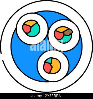 kimbap rolls korean cuisine icon color illustration Stock Vector