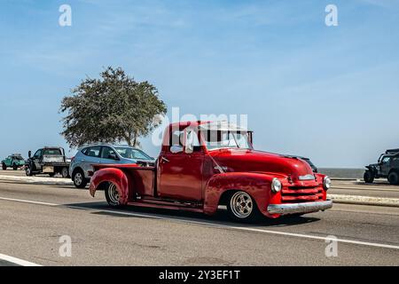 Gulfport, MS - October 04, 2023: Wide angle front corner view of a 1950 Chevrolet 3100 Pickup Truck at a local car show. Stock Photo