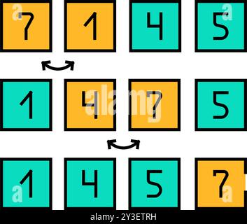 bubble sort algorithm icon color illustration Stock Vector