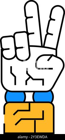 peace robot hand gesture icon doodle illustration Stock Vector Image ...