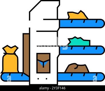 material recovery facility mrf color icon vector illustration Stock ...