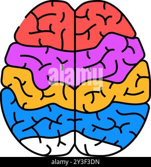 brain mapping neuroscience neurology color icon vector. brain mapping ...