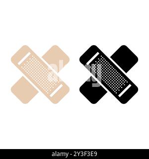 Band aid line icon set. injury bandage vector icon. Medical plaster sign. medical patch vector icon for UI designs. Medicine bandage health protection Stock Vector