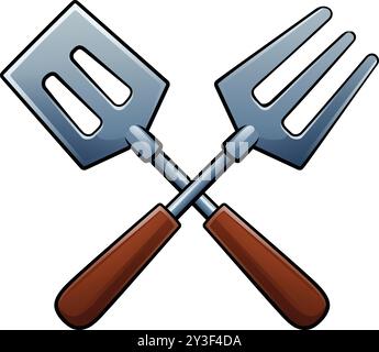 Barbecue Tools BBQ Cartoon Icon Illustration Stock Vector