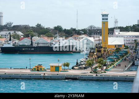 Nassau, Bahamas - April 15, 2008: a view of the docks at the Nassau Cruise Port and vicinity Stock Photo