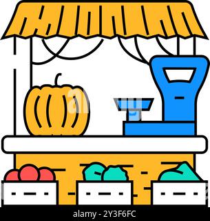 farmers market autumn color icon vector illustration Stock Vector Image ...