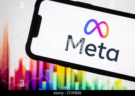 In this photo illustration, the Meta logo seen displayed on a smartphone. Stock Photo