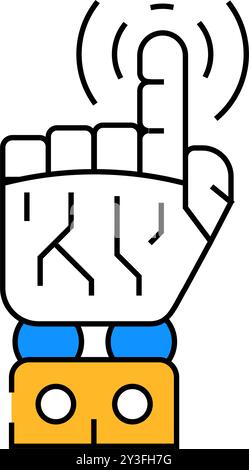 pointer robot hand gesture color icon vector illustration Stock Vector ...