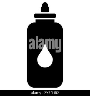 Oil bottle icon vector. Flat sign, solid pictogram. Symbol, logo illustration. Dropper bottle.Cosmetic vials for oil, liquid essential, collagen serum Stock Vector
