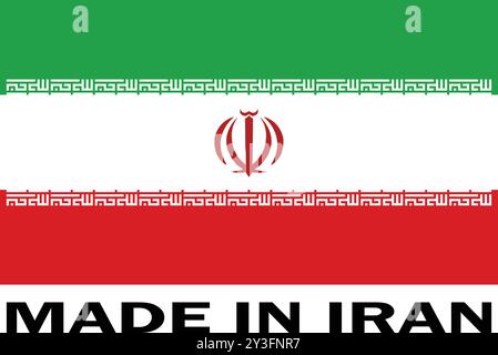 Made in Iran, Make in Iran, Manufacture sign, product icon, Make in Iran icon, Made in Iran with Flag Stock Vector