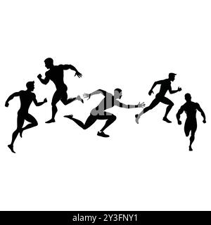 Running Athlete Silhouettes Vector Art, Fitness Runner Silhouettes Vector Collection. Stock Vector