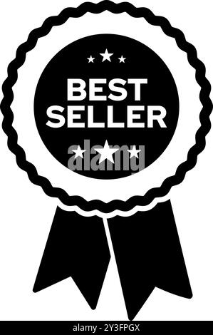 Best seller award badge monochrome clip art. vector illustration Stock Vector