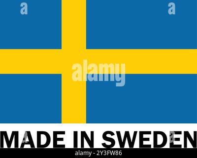 Made in Sweden, Make in Sweden, Manufacture sign, product icon, Make in Sweden icon, Made in Sweden with Flag Stock Vector
