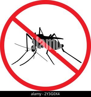 No Mosquito icon, Not allowed insects icon, home insect, malaria awareness, stop mosquito icon, Red prohibition sign, Prevent mosquito bites Stock Vector