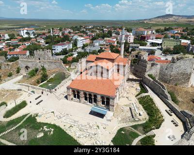 Enez Town, located in Edirne, Turkey, is an ancient ancient settlement. The Hagia Sophia Church and Enez Castle, built during the Byzantine period. Stock Photo