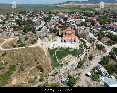 Enez Town, located in Edirne, Turkey, is an ancient ancient settlement. The Hagia Sophia Church and Enez Castle, built during the Byzantine period. Stock Photo