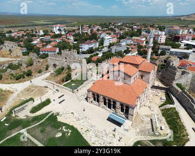 Enez Town, located in Edirne, Turkey, is an ancient ancient settlement. The Hagia Sophia Church and Enez Castle, built during the Byzantine period. Stock Photo