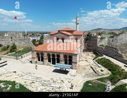 Enez Town, located in Edirne, Turkey, is an ancient ancient settlement. The Hagia Sophia Church and Enez Castle, built during the Byzantine period. Stock Photo