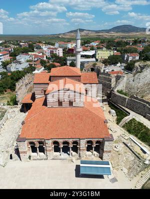 Enez Town, located in Edirne, Turkey, is an ancient ancient settlement. The Hagia Sophia Church and Enez Castle, built during the Byzantine period. Stock Photo