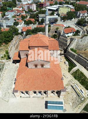 Enez Town, located in Edirne, Turkey, is an ancient ancient settlement. The Hagia Sophia Church and Enez Castle, built during the Byzantine period. Stock Photo